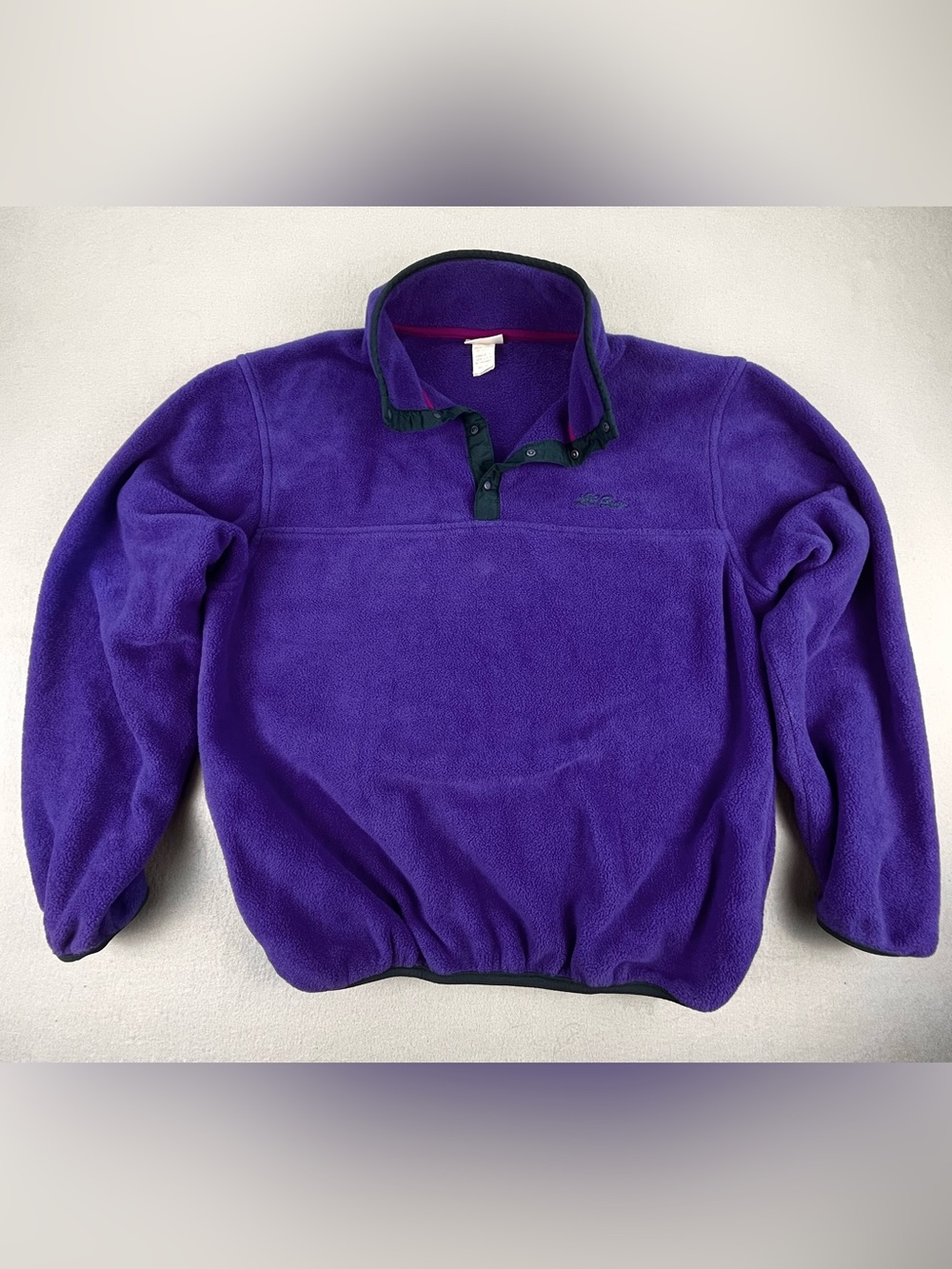 Vintage 1990s LL Bean Fleece 1/4 Snap Pullover Purple Mens Sz M Unisex Excellent